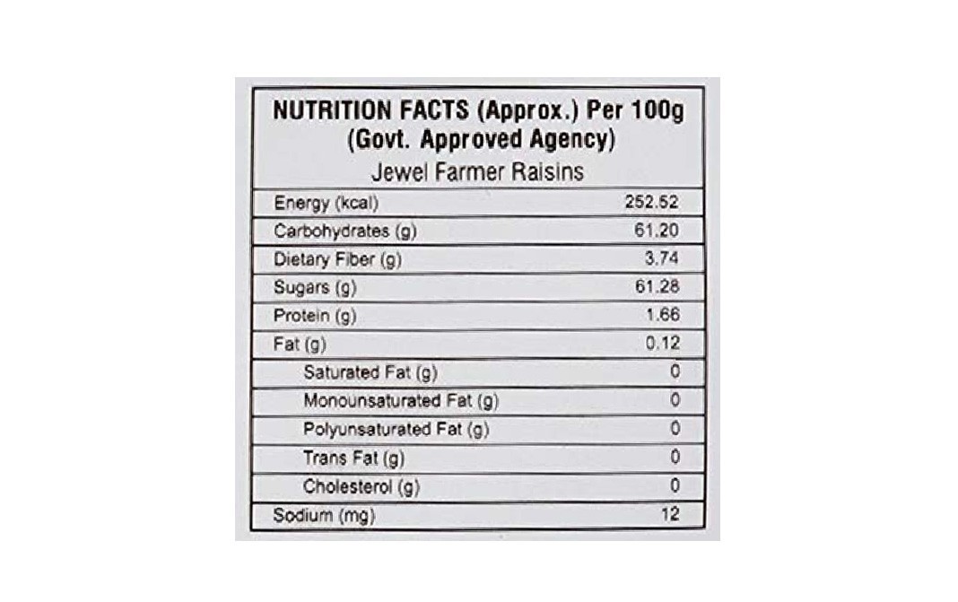 Jewel Farmer Raisins    Pack  250 grams